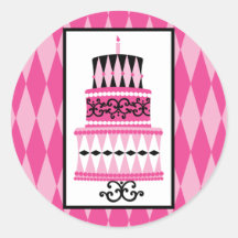 Gâteau rose et noir de partie autocollants
