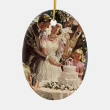 Gâteau vintage de coupe de nouveaux mariés de mari ornements de noël
