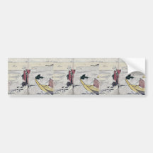 Gathering clams Ukiyoe Bumper Stickers