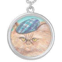 Gatito con boina azul Colgante Grimpola Personalizada