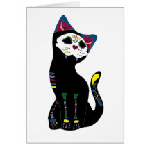 'Gato Muerto' Dia De Los Muertos Cat Greeting Card