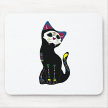 'Gato Muerto' Dia De Los Muertos Cat Mousepad