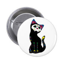 'Gato Muerto' Dia De Los Muertos Cat Pin