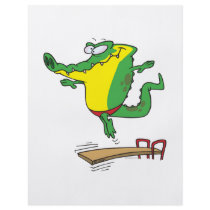 gator diving off diving board cartoon flyer design