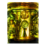 Gauge and Two Brass Lanterns on Fire Truck Post Card