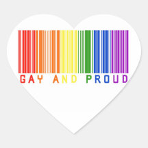 Gay and Proud  Bar Code Heart Stickers