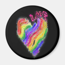 Gay Lesbian Rainbow Heart "Love" Magnets