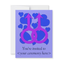 Gay Male Marriage Hearts Custom Invitation