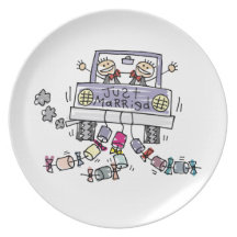 Gay Marriage Groom Just Married Dinner Plate