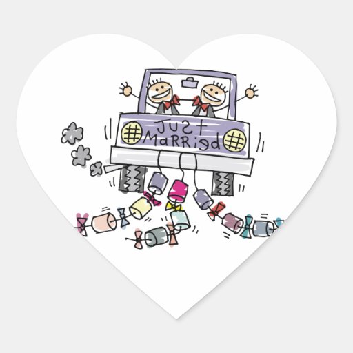 Gay Marriage Groom Just Married Heart Sticker