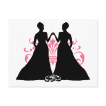 Gay Marriage Two Brides Pink Postcards