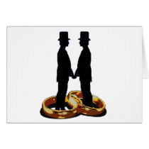 Gay Marriage Two Grooms Blue Card