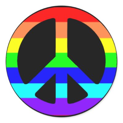 Gay Pride Peace Symbol Stickers (Text Optional) by iheartshop
