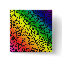 Gay Pride Rainbow Colors, Lace Floral, Buttons