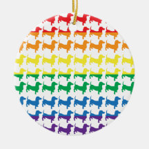 Gay Pride Rainbow Dachshunds Ornament