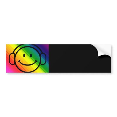 Gay Pride Rainbow Happy Face, template Bumper Stickers by JayneLogan