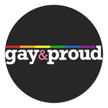 Gay&proud Round Black Sticker