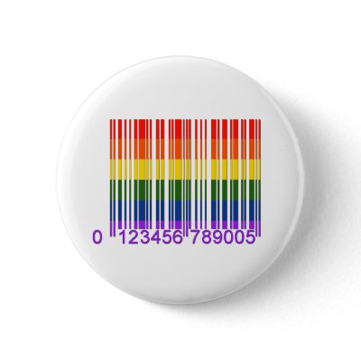 Gay Rainbow Barcode 1 Pinback Button by stephenone937