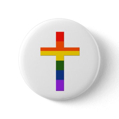 Gay Rainbow Cross 2 Buttons by stephenone937