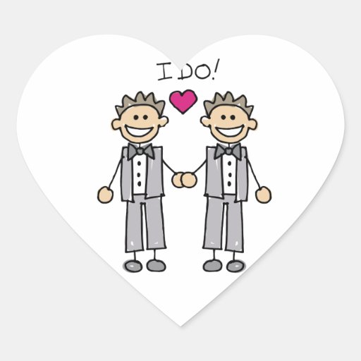 Gay Wedding Groom Heart Sticker