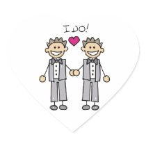 Gay Wedding Groom Heart Sticker