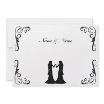 Gay Wedding Invite - Two Brides Black and White
