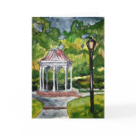 gazebo watercolor painting garden nature cards
