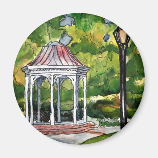 gazebo watercolor painting garden nature magnets