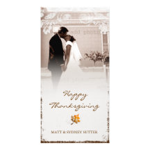 GC | Aged Thanksgiving Newlywed Photo Card