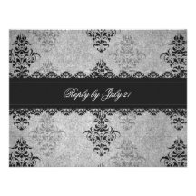 GC | Charcoal Grey Vintage Glam RSVP Personalized Invitation