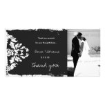 GC | Charcoal Vintage 4 Damask Horizontal Thank U Photo Cards