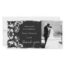 GC | Charcoal Vintage Damask Horizontal Thank You Photo Cards