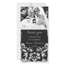 GC | Charcoal Vintage Damask Vertical Thank You