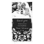 GC | Charcoal Vintage Damask Vertical Thank You Customized Photo Card
