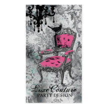 GC | Fabulously French Grey Damask Business Cards