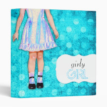 GC | Girly Girl Funky Blue Turquoise Dots Vinyl Binder