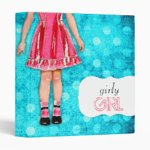 GC | Girly Girl Funky Hot Pink Turquoise Dots 3 Ring Binders