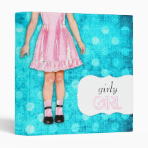 GC | Girly Girl Pink Turquoise Dots Vinyl Binders