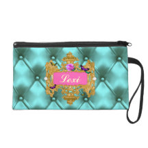 GC Glam Wonderland Gold Aqua Tuft Wristlet Clutch