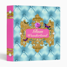 GC Glam Wonderland Gold Blue Tuft 3 Ring Binders
