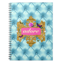 GC Glam Wonderland Gold Blue Tuft Notebook
