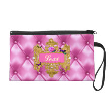 GC Glam Wonderland Gold Pink Tuft Wristlet Purses