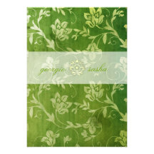 GC | Gorgeous Green Floral Vintage Announcements