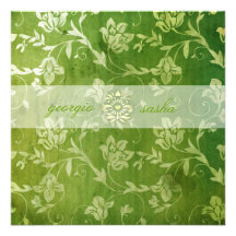 GC | Gorgeous Green Floral Vintage Personalized Invites