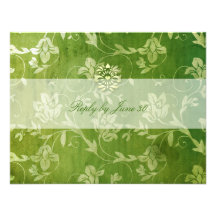 GC | Gorgeous Green Floral Vintage RSVP Invitations