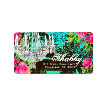 GC Shabby Aqua Garden Couture Chandelier Personalized Address Labels