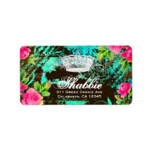GC Shabby Aqua Garden Couture Tiara Personalized Address Labels