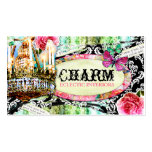 GC | Shabby Vintage Charm Black Damask Business Card Templates