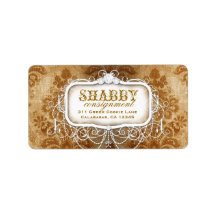 GC Shabby Vintage Gold Damask Label