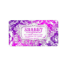 GC Shabby Vintage Pink & Purple Damask Label